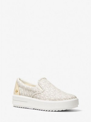 Michael Kors Emmett Logo Naisten Slip On Tennarit Vaaleankeltainen | 067158-JDK