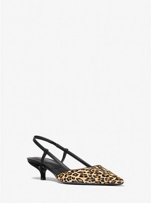 Michael Kors Hallie Leopard Print Calf Hair Naisten Korkokengät Ruskea | 154387-AZY