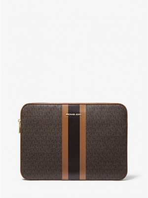 Michael Kors Jet Set Logo Stripe 13 Inch Naisten Korttikotelo Ruskea | 249375-JKM