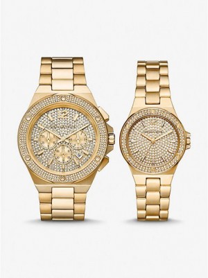 Michael Kors Lennox His And Hers Pave Naisten Kellot Kultaiset | 937142-XVG