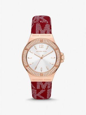 Michael Kors Lennox Pave And Logo Naisten Kellot Pinkki Kultaiset | 513947-PKW