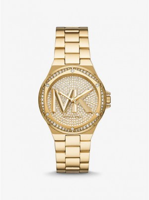 Michael Kors Lennox Pave Logo Naisten Kellot Kultaiset | 360421-LQY