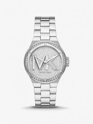 Michael Kors Lennox Pave Logo Naisten Kellot Hopea | 702496-ELP