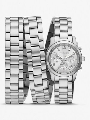 Michael Kors Limited-edition Runway Rhodium-plated Stainless Steel Wrap Naisten Kellot Hopea | 172053-AJS