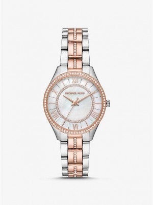 Michael Kors Mini Lauryn Pave Naisten Kellot Hopea Pinkki | 493186-UOB