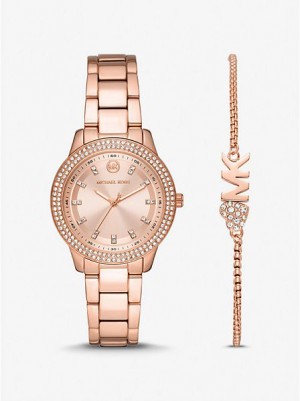 Michael Kors Mini Tibby Pave Naisten Kellot Pinkki Kultaiset | 859374-ZST