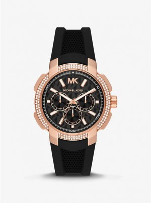 Michael Kors Oversized Sydney Pave And Silikoni Naisten Kellot Pinkki Kultaiset | 396147-ROL