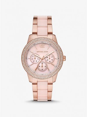 Michael Kors Oversized Tibby Pave Blush Acetate Naisten Kellot Pinkki Kultaiset | 582490-QBR