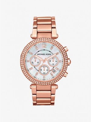 Michael Kors Parker Naisten Kellot Pinkki Kultaiset | 816792-ETW