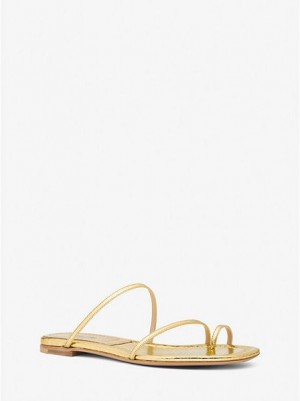 Michael Kors Patti Metallic Python Embossed Nahkaiset Naisten Slide Sandaalit Kultaiset | 751980-OCI