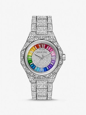 Michael Kors Pride Limited-edition Oversized Raquel Rainbow Pave Naisten Kellot Hopea | 568174-ALH