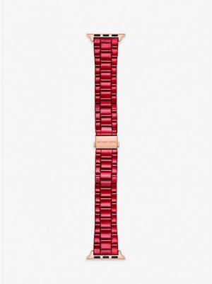 Michael Kors Red-coated Stainless Steel Strap For Apple Naisten Kellot Punainen | 178539-QKL