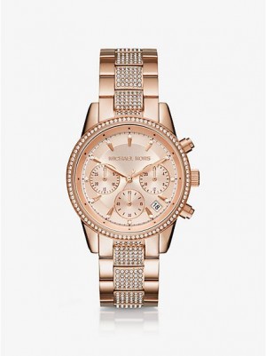 Michael Kors Ritz Pave Naisten Kellot Pinkki Kultaiset | 431825-PBK