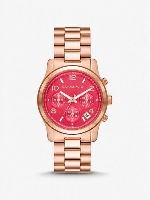 Michael Kors Runway Naisten Kellot Pinkki Kultaiset | 635407-MDU