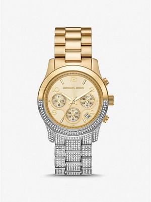 Michael Kors Runway Pave Naisten Kellot Hopea Kultaiset | 630947-KSC