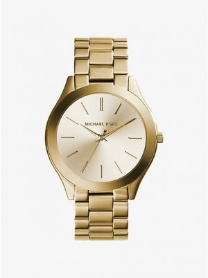 Michael Kors Slim Runway Stainless Steel Miesten Kellot Kultaiset | 573192-JNB