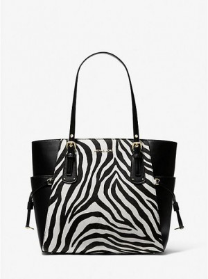 Michael Kors Voyager Small Zebra Printed Calf Hair Naisten Kangaskassit Mustat | 942318-MKO