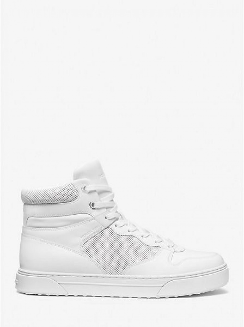 Michael Kors Barett Nahkaiset Miesten High Top Sneakers Valkoinen | 820941-YLP