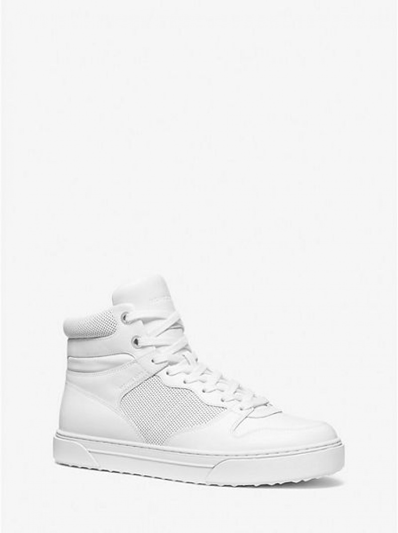 Michael Kors Barett Nahkaiset Miesten High Top Sneakers Valkoinen | 820941-YLP