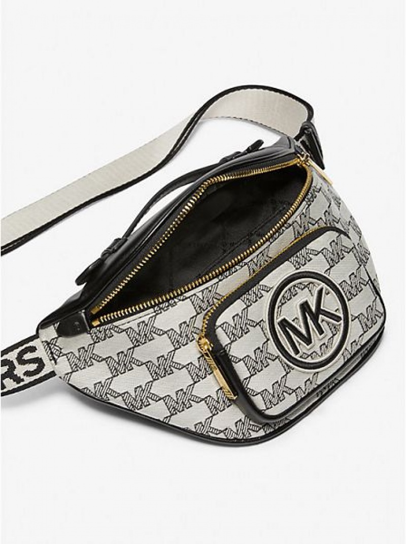 Michael Kors Erin Extra-small Logo Jacquard Naisten Vyölaukku Mustat | 751940-JMD