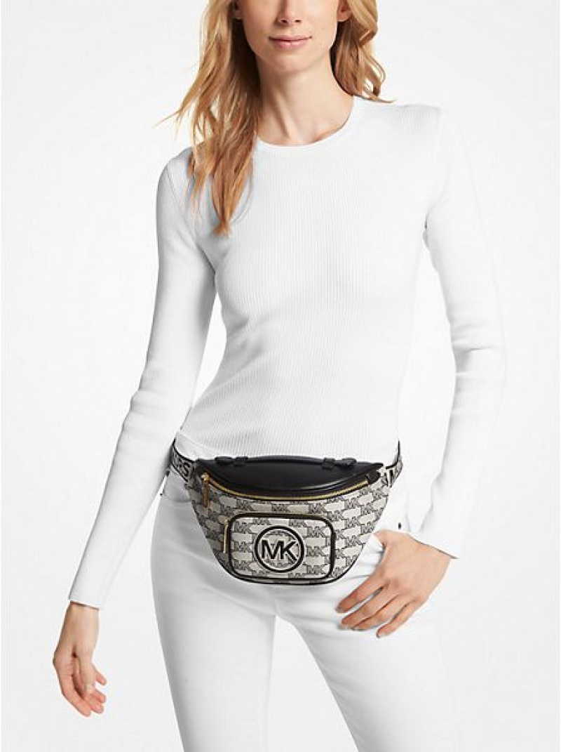 Michael Kors Erin Extra-small Logo Jacquard Naisten Vyölaukku Mustat | 751940-JMD