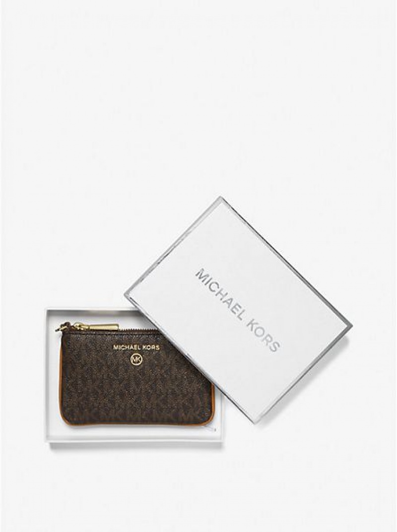 Michael Kors Extra-small Logo With Key Ring Naisten Korttikotelo Ruskea | 908256-PUN