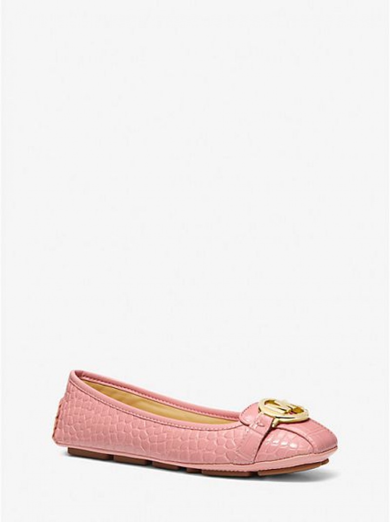 Michael Kors Fulton Crocodile Embossed Faux Nahkaiset Naisten Mokkasiinit Pinkki | 540213-FZU