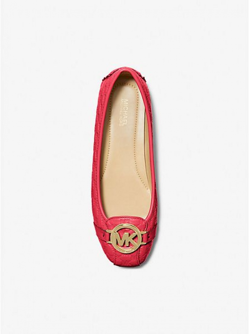 Michael Kors Fulton Logo Embossed Faux Nahkaiset Naisten Mokkasiinit Punainen | 094152-QDM