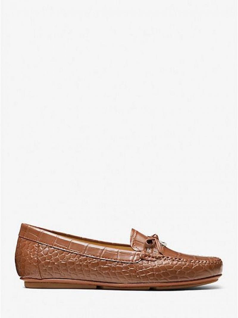 Michael Kors Juliette Crocodile Embossed Faux Nahkaiset Naisten Loafers Ruskea | 061542-MIY