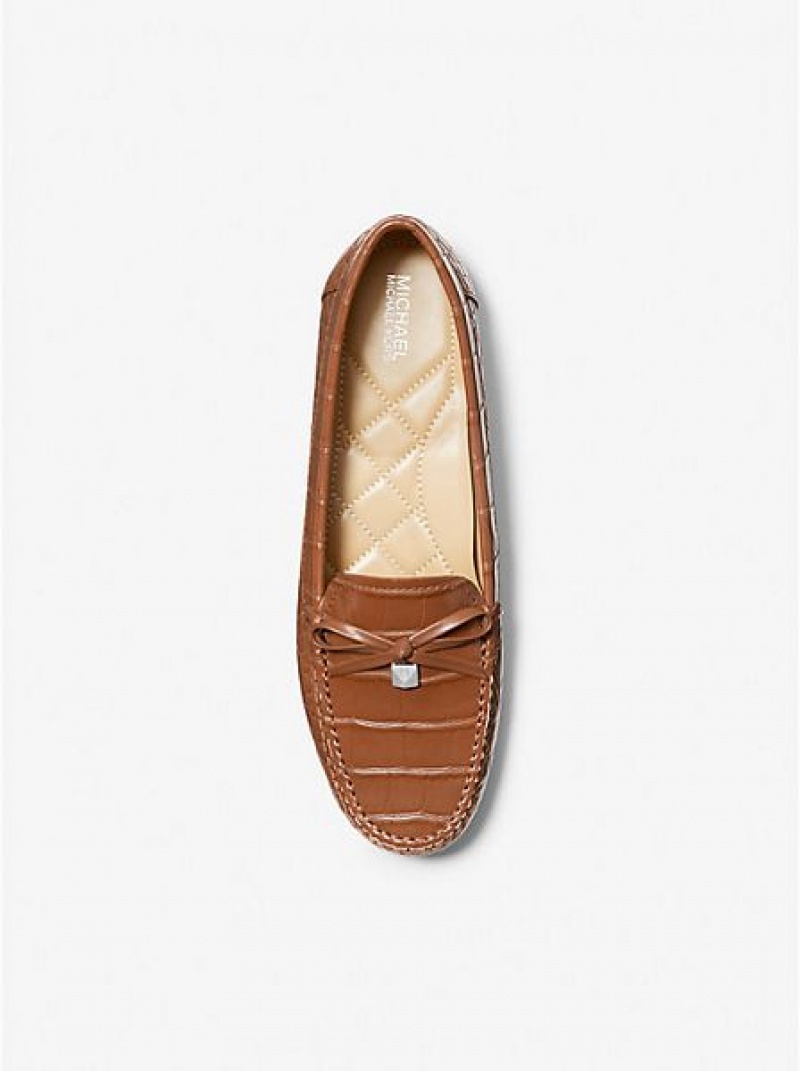 Michael Kors Juliette Crocodile Embossed Faux Nahkaiset Naisten Loafers Ruskea | 061542-MIY