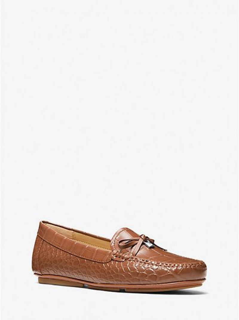 Michael Kors Juliette Crocodile Embossed Faux Nahkaiset Naisten Loafers Ruskea | 061542-MIY