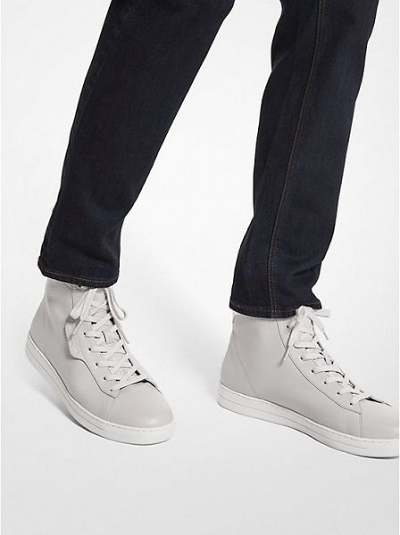 Michael Kors Keating Pebbled Nahkaiset Miesten High Top Sneakers Harmaat | 239617-TUO