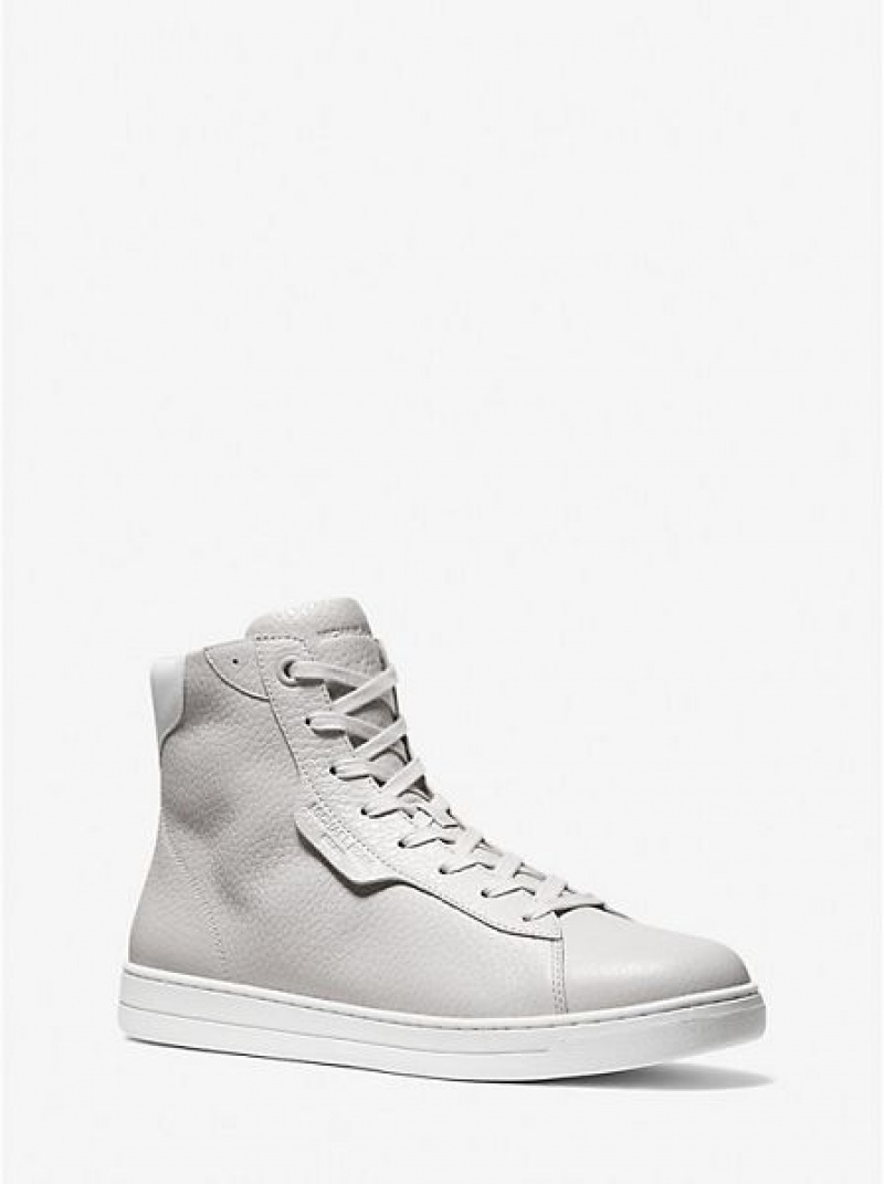 Michael Kors Keating Pebbled Nahkaiset Miesten High Top Sneakers Harmaat | 239617-TUO