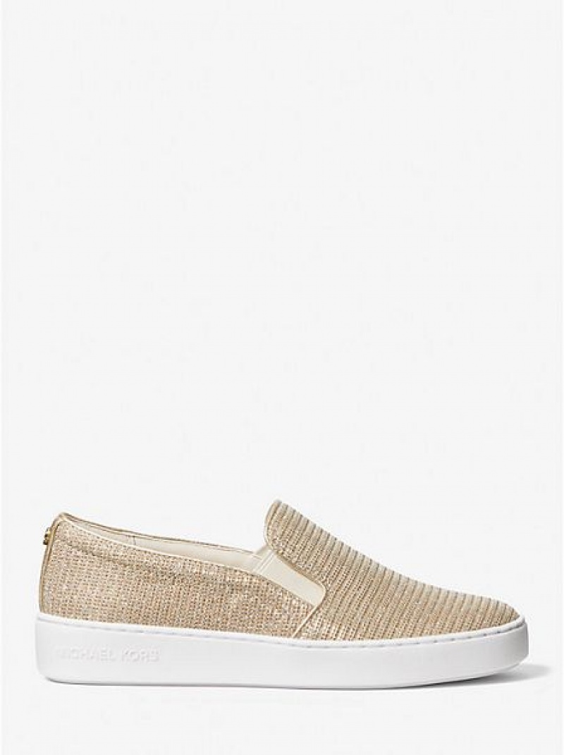 Michael Kors Keaton Glitter Chain Mesh Naisten Slip On Tennarit Kultaiset | 734109-PSK