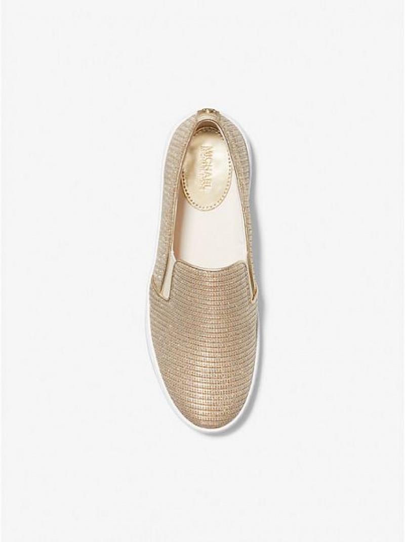 Michael Kors Keaton Glitter Chain Mesh Naisten Slip On Tennarit Kultaiset | 734109-PSK