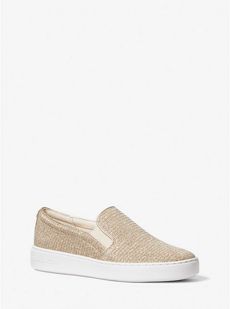 Michael Kors Keaton Glitter Chain Mesh Naisten Slip On Tennarit Kultaiset | 734109-PSK