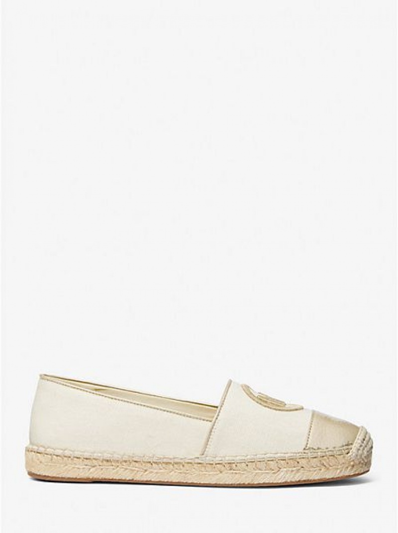 Michael Kors Kendrick Canvas And Metallic Faux Nahkaiset Slip-on Naisten Espadrille Kultaiset | 694735-HNJ