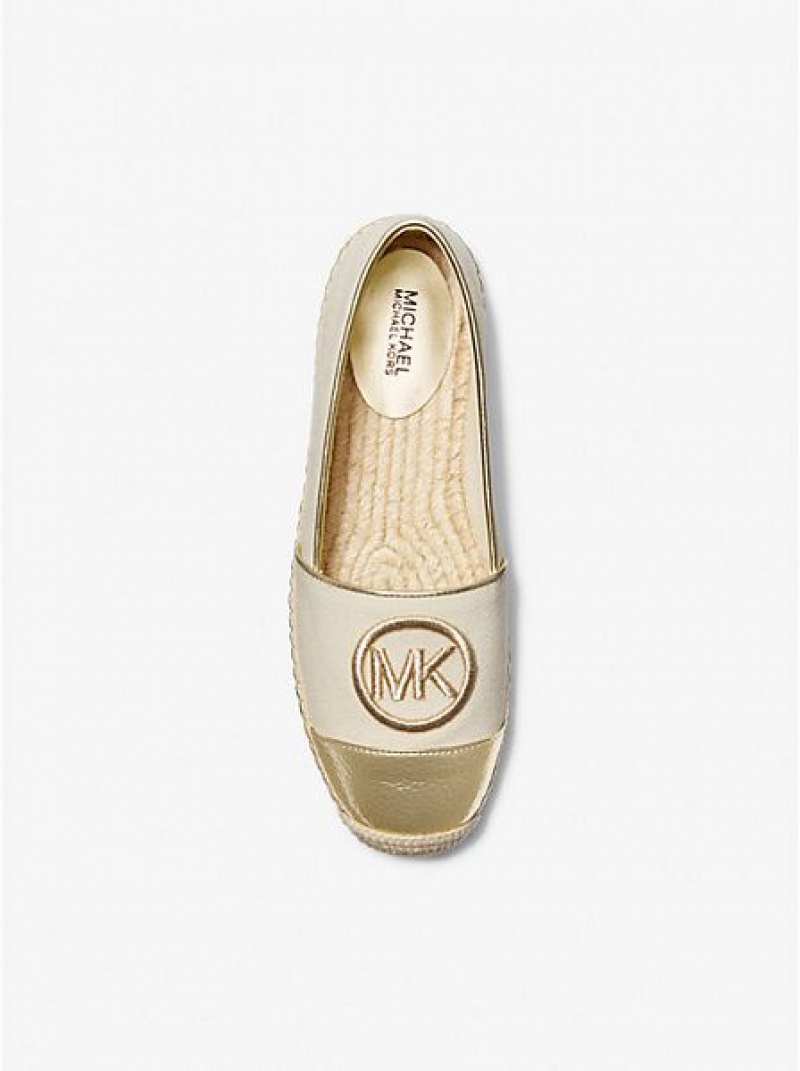 Michael Kors Kendrick Canvas And Metallic Faux Nahkaiset Slip-on Naisten Espadrille Kultaiset | 694735-HNJ