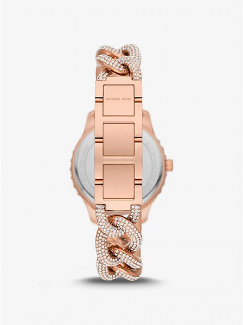 Michael Kors Layton Pave Curb-link Naisten Kellot Pinkki Kultaiset | 146380-XYL