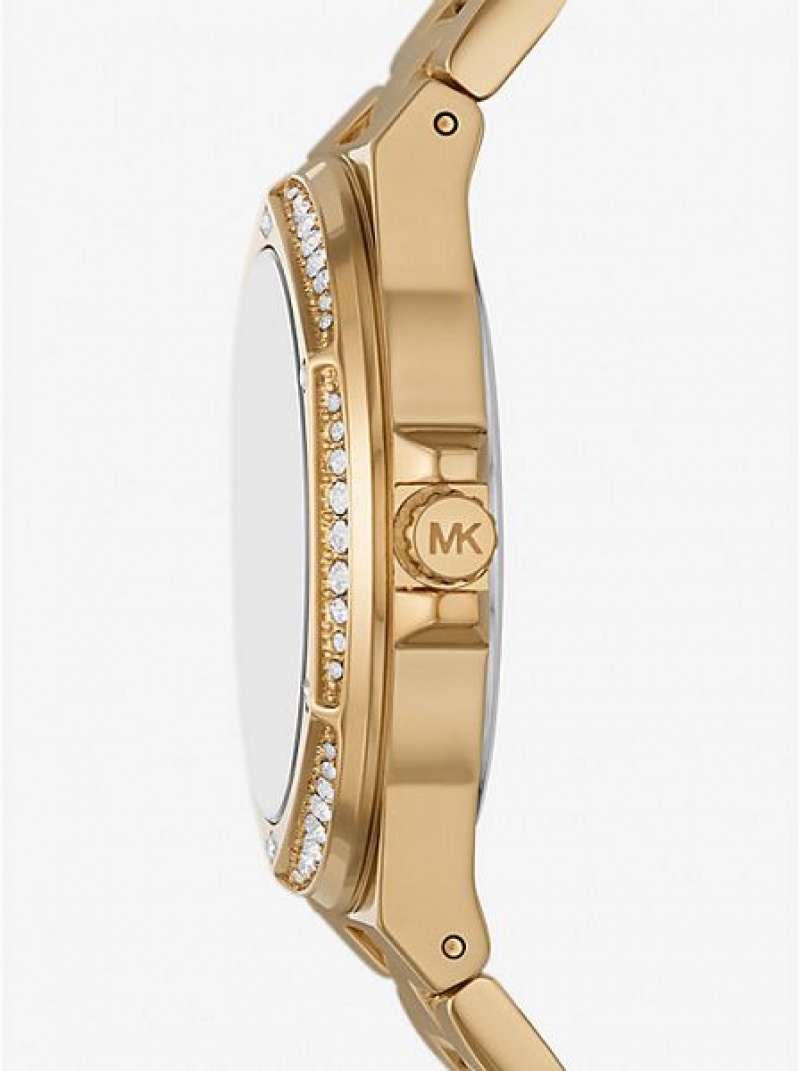 Michael Kors Lennox Pave Logo Naisten Kellot Kultaiset | 083561-USY