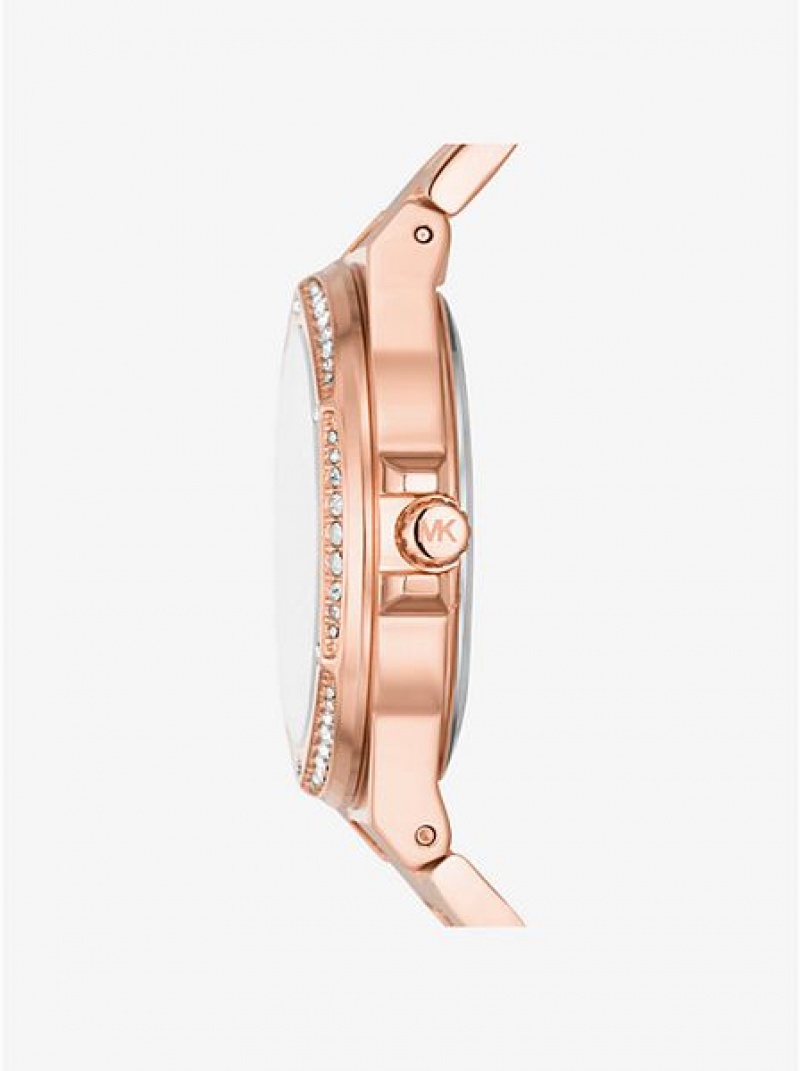 Michael Kors Lennox Pave Logo Naisten Kellot Pinkki Kultaiset | 597308-ZQL