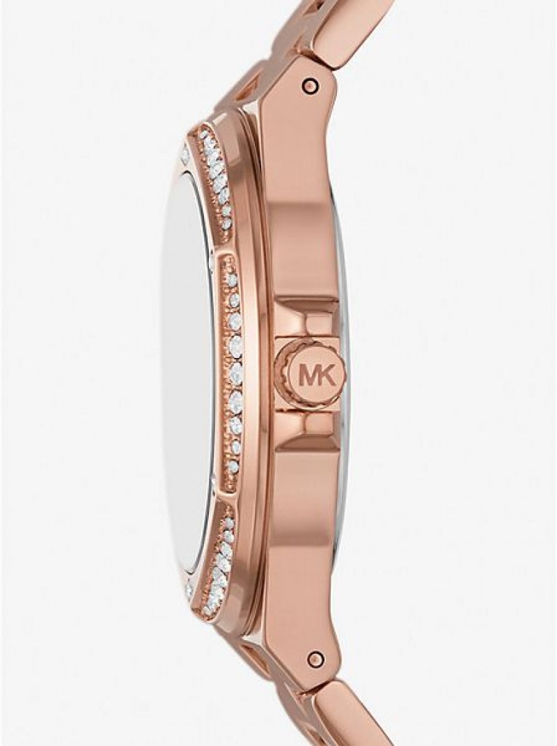 Michael Kors Lennox Pave Logo Naisten Kellot Pinkki Kultaiset | 950872-OXY