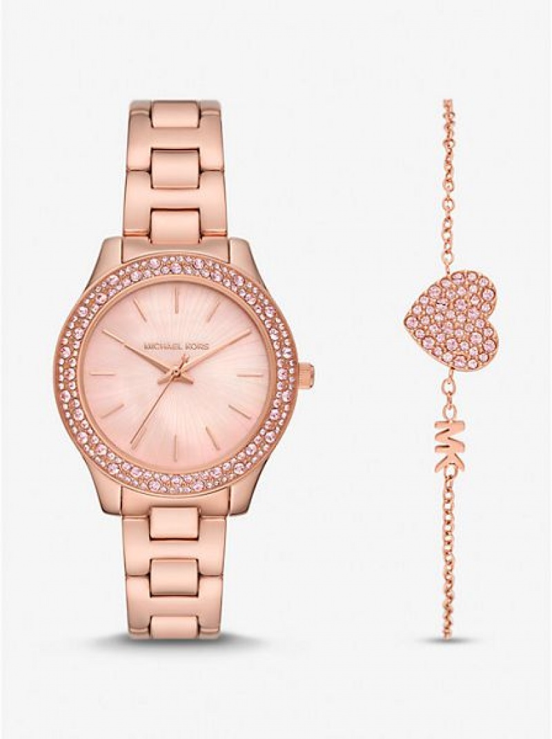 Michael Kors Liliane Pave Naisten Kellot Pinkki Kultaiset | 780234-GDJ