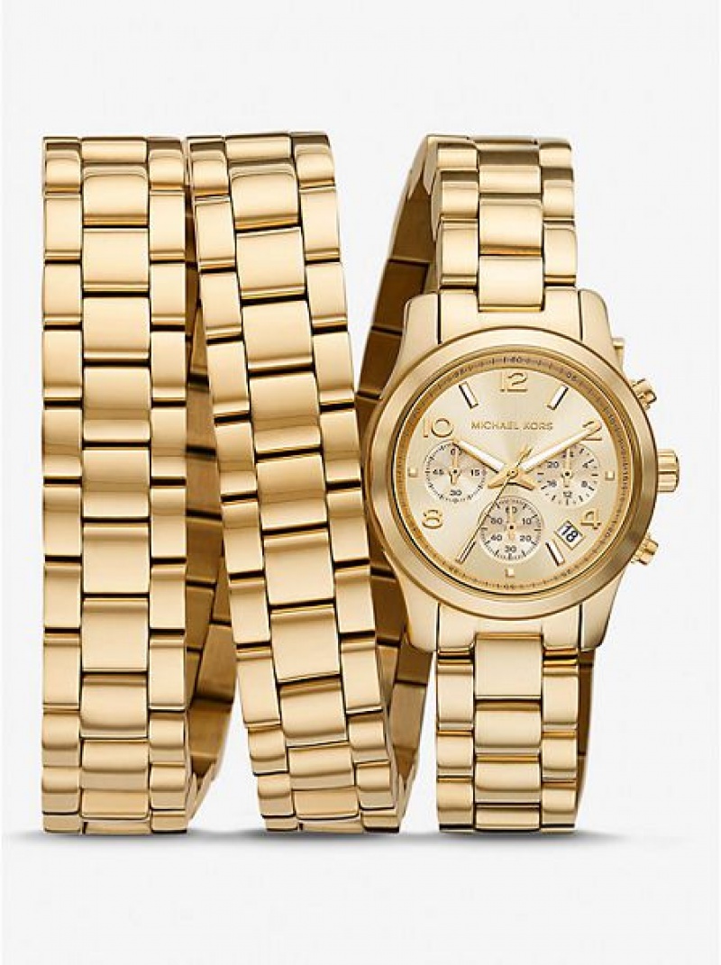 Michael Kors Limited-edition Runway 18k Stainless Steel Wrap Naisten Kellot Kultaiset | 415693-KAG