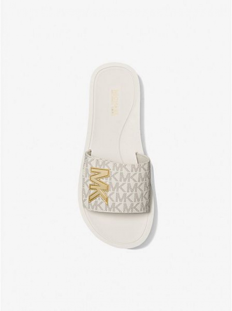 Michael Kors Logo Platform Naisten Slide Sandaalit Vaaleankeltainen | 284950-JFT