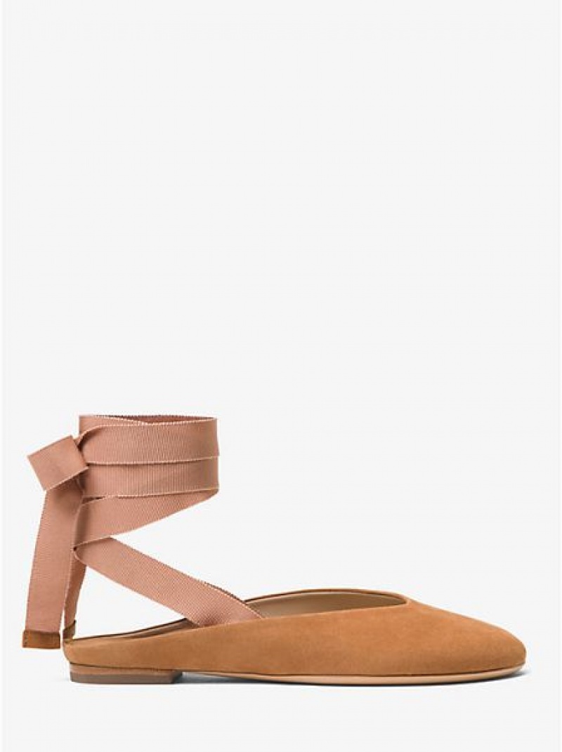 Michael Kors Maren Mokka Pitsi-up Naisten Ballerinat Ruskea | 205378-PNB