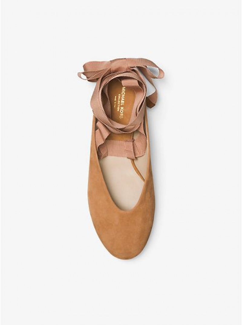 Michael Kors Maren Mokka Pitsi-up Naisten Ballerinat Ruskea | 205378-PNB