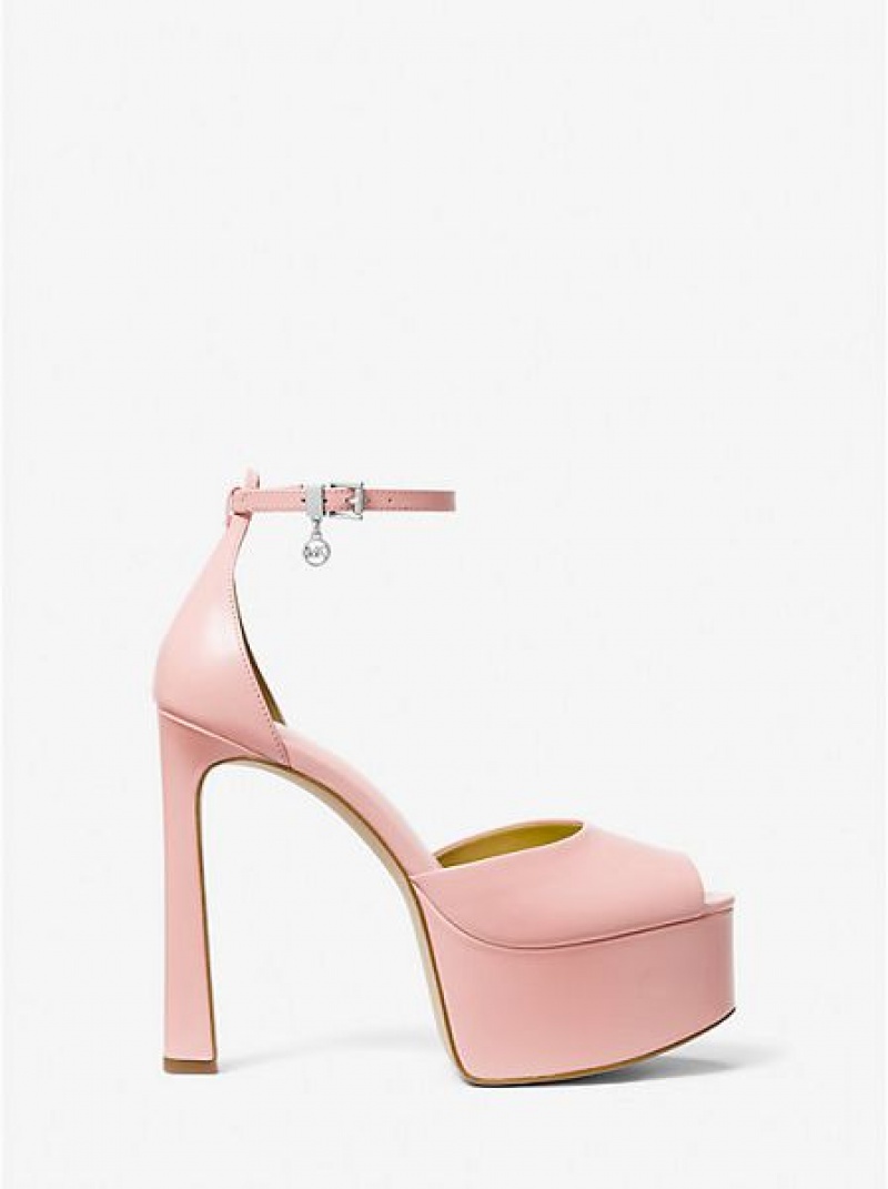 Michael Kors Martina Nahkaiset Peep-toe Platform Naisten Korkokengät Pinkki | 890243-WYQ