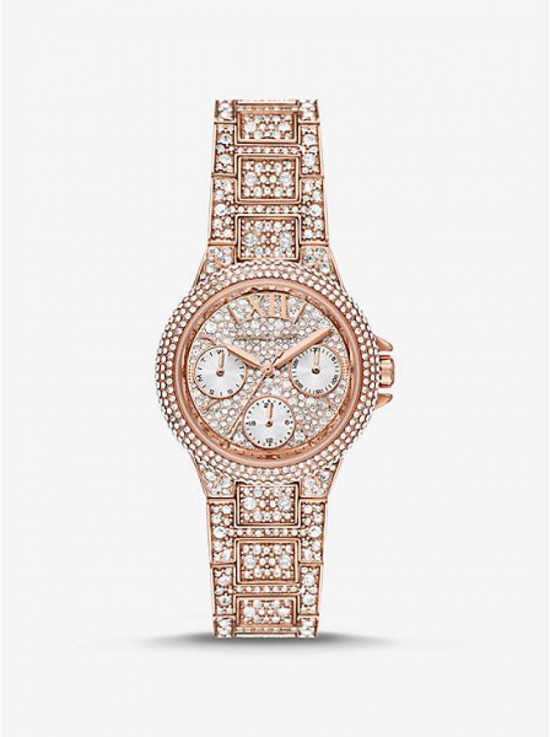 Michael Kors Mini Camille Pave Naisten Kellot Pinkki Kultaiset | 328069-DOB