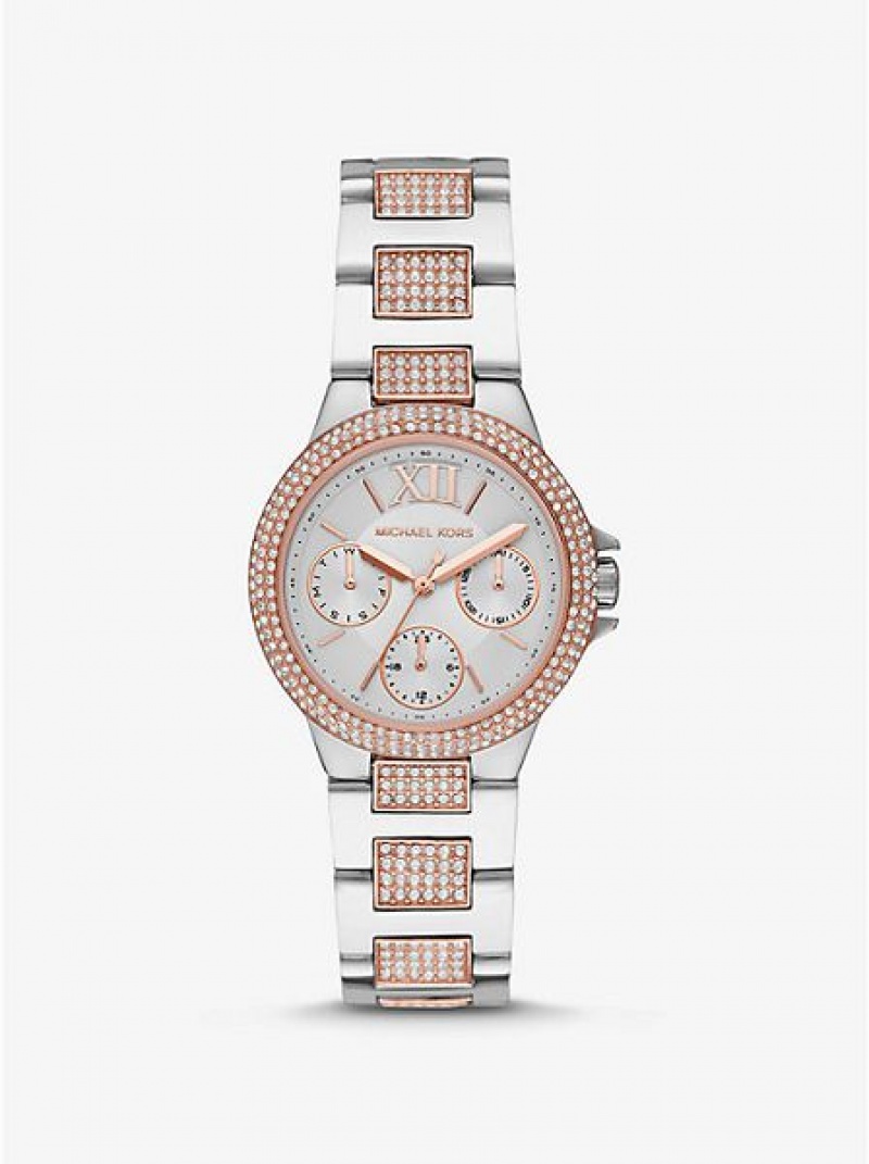 Michael Kors Mini Camille Pave Naisten Kellot Hopea Pinkki | 470825-MYK